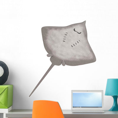 3D Render Stingray Animal Wall Decal shown on a wall