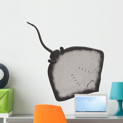 Below Stingray Wall Decal shown on a wall