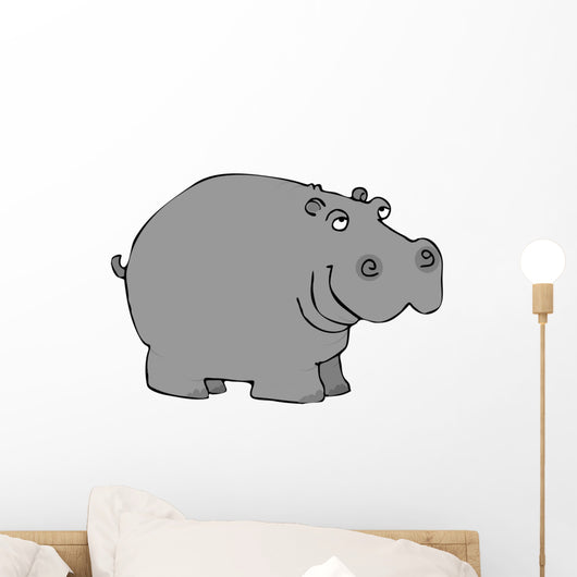 Gray Hippo Wall Decal