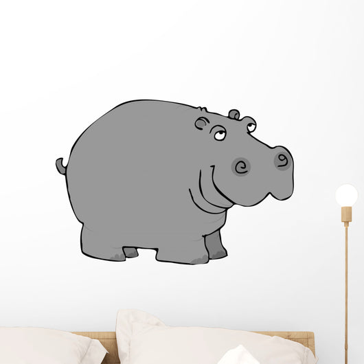 Gray Hippo Wall Decal