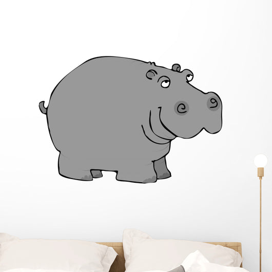 Gray Hippo Wall Decal