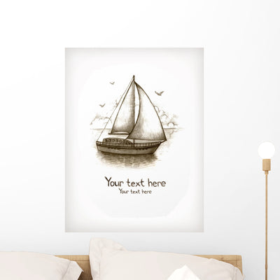Old Fasioned Illustration Sailing shown on a wall