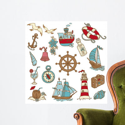 Doodle Sea Elements for shown on a wall
