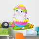 Easter. Bunny jumping out from  egg Wall Decal