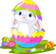 Easter. Bunny jumping out from  egg Wall Decal