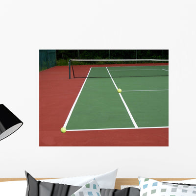 Tennis Court Wall Mural shown on a wall