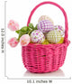 cheerful easter eggs and tulips in a pink wicker basket isolated Wall Decal