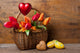 Flower Basket with Red