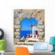 Windmill Through an Old Window Wall Mural