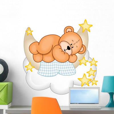 Sweet Dreams Teddy Bear Wall Decal shown on a wall