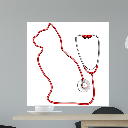 Cat-Shaped Stethoscope Wall Decal