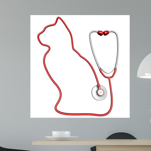 Cat-Shaped Stethoscope Wall Decal