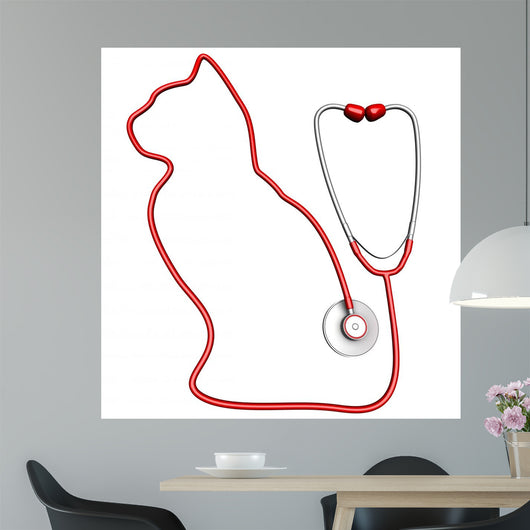 Cat-Shaped Stethoscope Wall Decal
