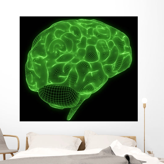 Wireframe Brain Wall Mural