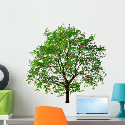 Apple Tree White Wall Decal shown on a wall