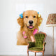 Happy Golden Retriever Getting Groomed Wall Decal