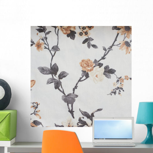Orange Flowers Fabric Texture Wall Decal