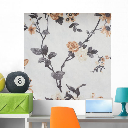 Orange Flowers Fabric Texture Wall Decal
