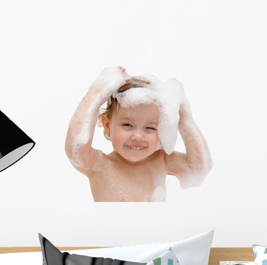 Baby Washing Hair Bath Wall Decal