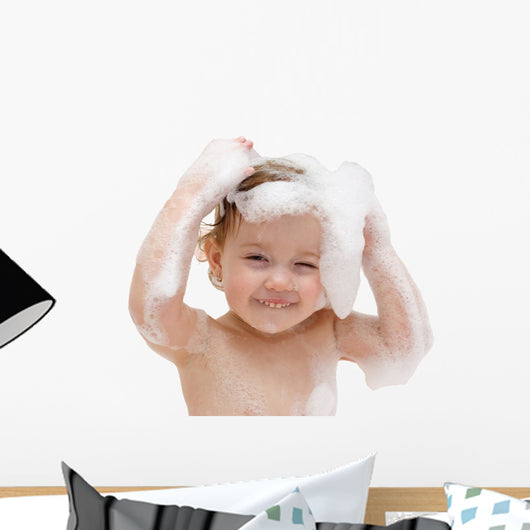 Baby Washing Hair Bath Wall Decal