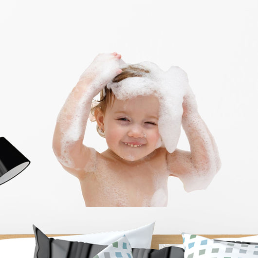 Baby Washing Hair Bath Wall Decal