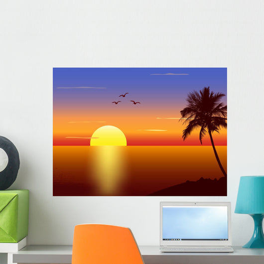 Sunset with Palmtree Silhouette
