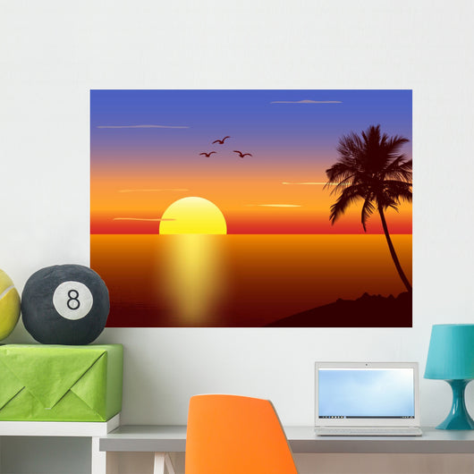 Sunset with Palmtree Silhouette