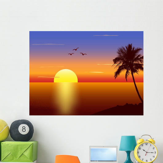 Sunset with Palmtree Silhouette