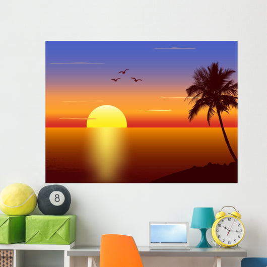 Sunset with Palmtree Silhouette