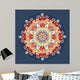 Round lace pattern. blue, red, yellow Wall Mural