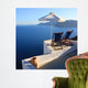 Santorin - Terrasse et parasol Wall Mural
