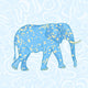 Blue Cartoon Elephant Wall Mural