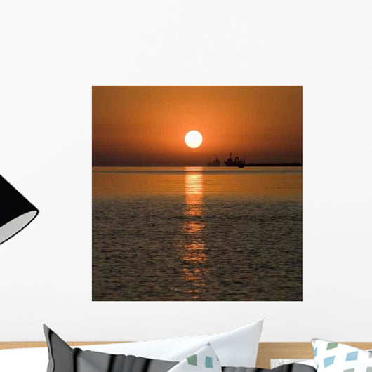 Ships And Sunset Wall Decal