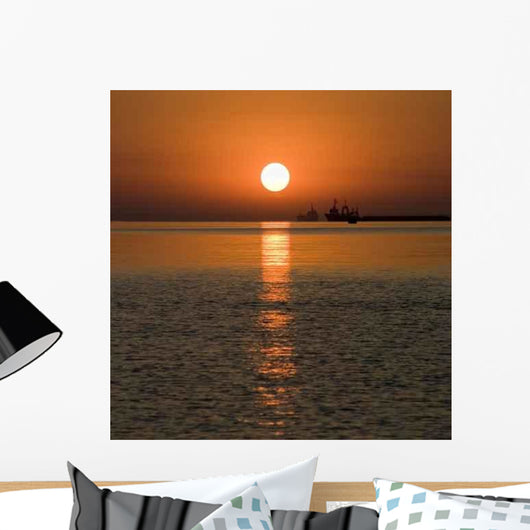 Ships And Sunset Wall Decal