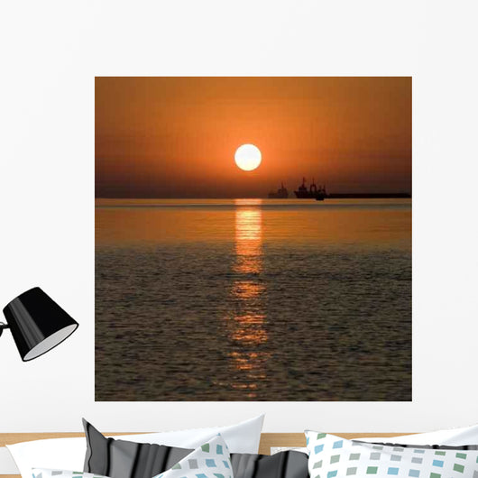 Ships And Sunset Wall Decal