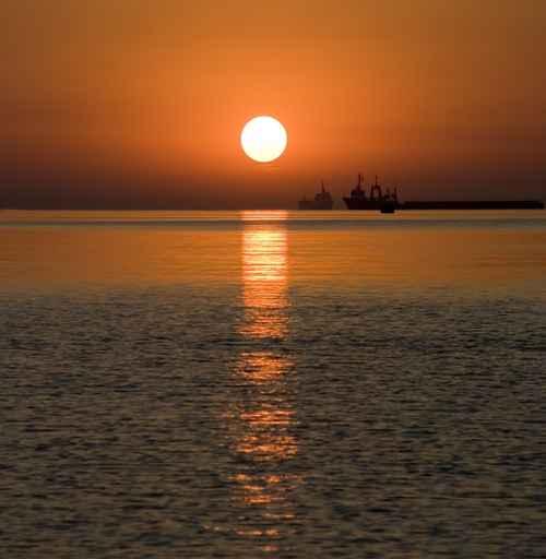 Ships And Sunset Wall Decal