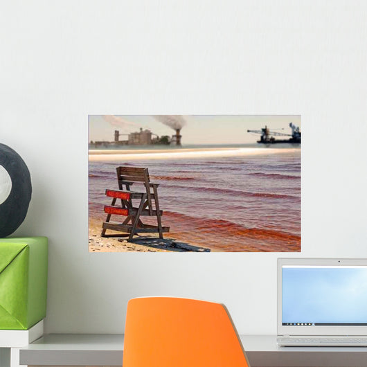 Polluted Water Near Industrial Wall Decal