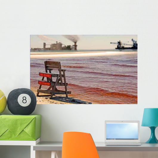Polluted Water Near Industrial Wall Decal