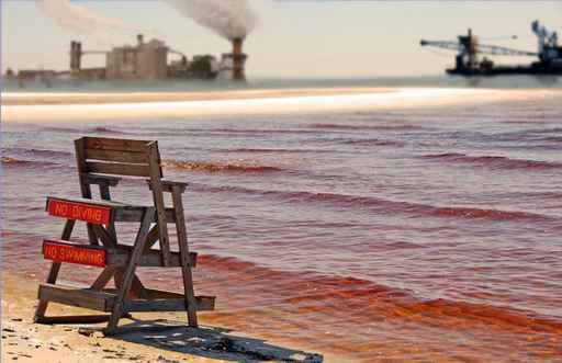Polluted Water Near Industrial Wall Decal