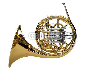 Aged French Horn White Wall Decal
