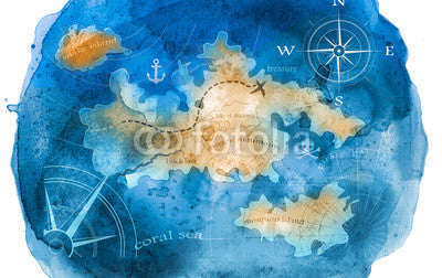 watercolor treasure map Wall Decal