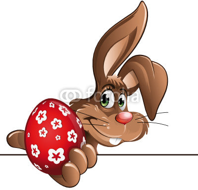 easter bunny showing red egg Wall Decal