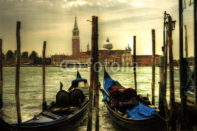 Docke Gondolas in Venice Wall Decal