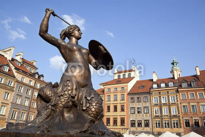 Warsaw's mermaid in market square. Poland. Wall Mural