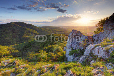Green mountain sunset Wall Decal