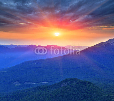 evening scene in mountains Wall Mural