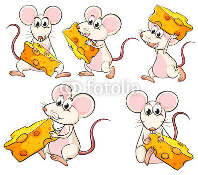 A group of mice carrying slices of cheese Wall Decal