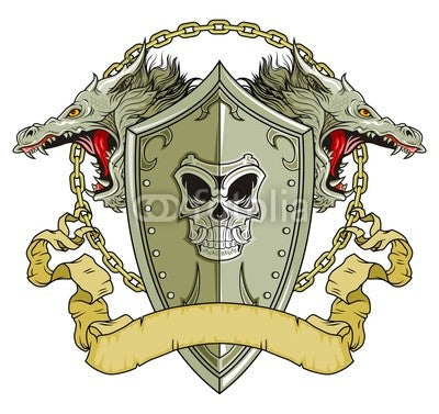Skull Dragon Shield Wall Decal