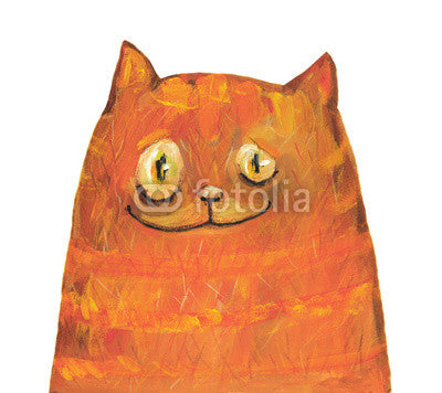Big Red Cat Gouache Wall Decal