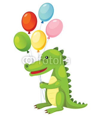 Cartoon Crocodile Holding Balloons Wall Decal